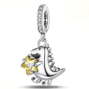 S925 Silver Dinosaur Star Charm Pandora Style